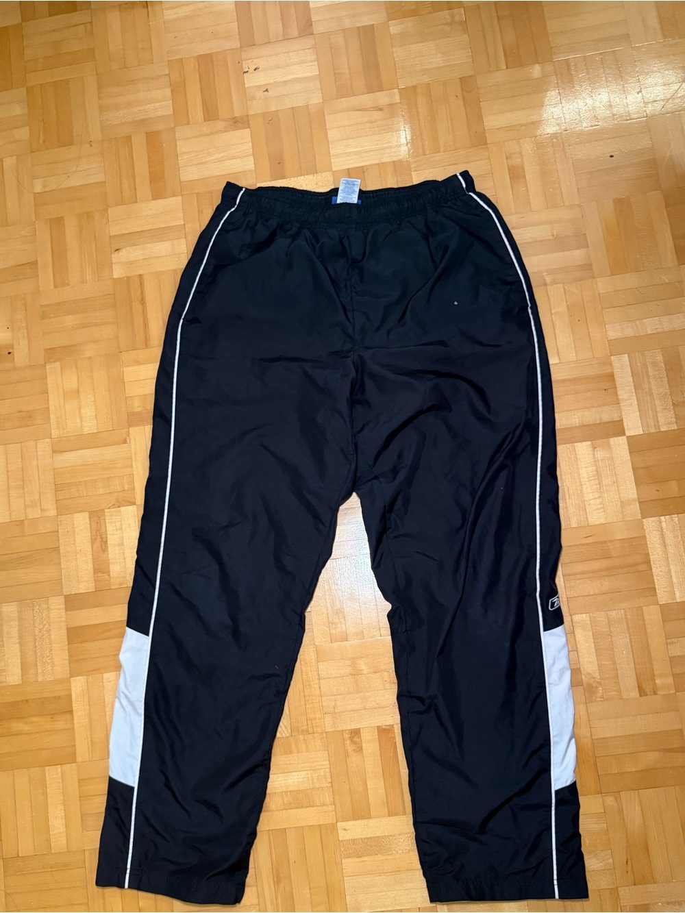 Reebok Black Track Pants with White Side Panels